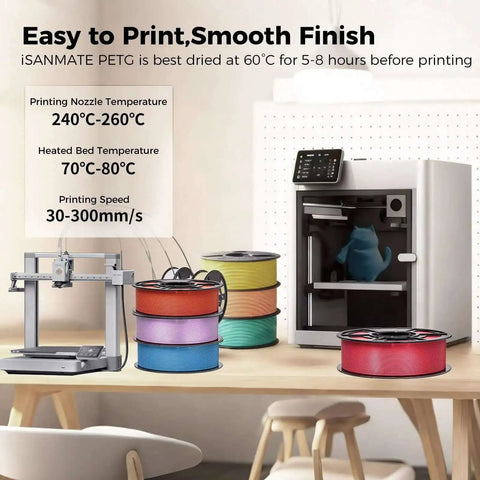 3D printing setup with PETG Filament Bundle 1.75mm 2kg For Most FDM 3D Printers Brown And Skin And Black, dryer box and spools