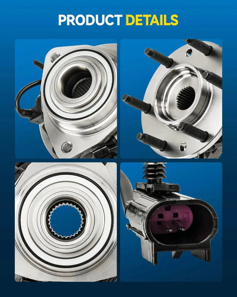 Front Wheel Hub Bearing Assembly 513188 Fits 2002 To 2009 Chevrolet Trailblazer GMC SUVs with ABS six lug details close-up.