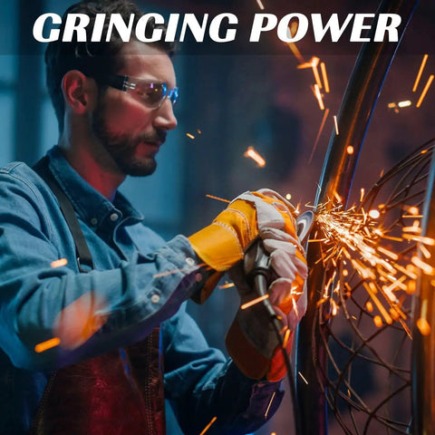 Man using angle grinder with 24 Pack 4.5 Inch Flap Discs For Angle Grinder Zirconia Grit 40 60 80 120 Type 29