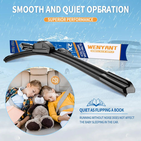 Replacement Front Windshield Wiper Blades 26 Inch And 18 Inch For Toyota Highlander 2020 2021 2022, showing smooth operation and quiet performance.