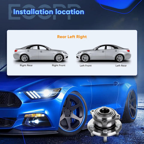 Pair Of New Rear Wheel Hub Bearing Assembly 5 Lug 27 Spline For Dodge Charger Magnum And Chrysler 300 2005 2009 Performance Brake Models OE 512301x2 Fits 2005 2008 Dodge shown with installation diagram and blue car in background.
