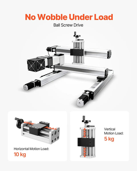 Precision Linear Stage Actuator With 100 mm Stroke for CNC routers and 3D printers, dual ball screw and guide rails visible.