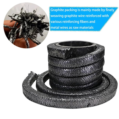 Graphite braided compression packing, 3/16in x 3/16in, 10 ft, black, for pumps, valves, or mechanical seals, Amazon