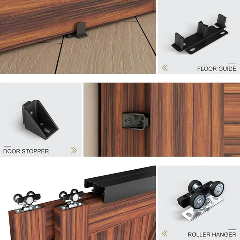 Heavy Duty Double Bypass Sliding Closet Door Track Kit Hardware For 48 Inch Pocket Door Rail Set Aluminum Alloy Black Finish