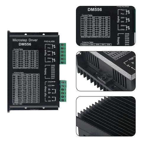 2 Pack CNC Digital Stepper Driver DM556 Stepper Motor Controller with 2 Phase Microstep Driver, detailed close-up views