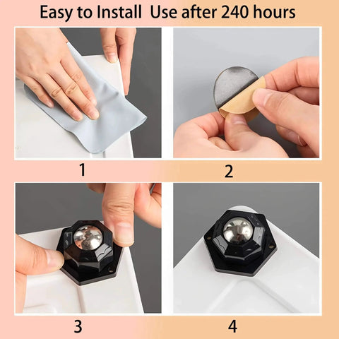 Installation steps for Four Pack Self Adhesive Caster Wheels 360 Swivel Mini Ball Bearing Rollers 300 Lbs Capacity For Furniture And Bins
