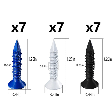 75 Piece 1/4 Inch Concrete Screw Anchor Kit With Blue Black White Flat Head Screws For Masonry Block Brick And Stucco Includes Seven 1-1/4 Inch Color Screws And Nine 1-3/4 Inch Color Screws In Blue Black White with dimensions