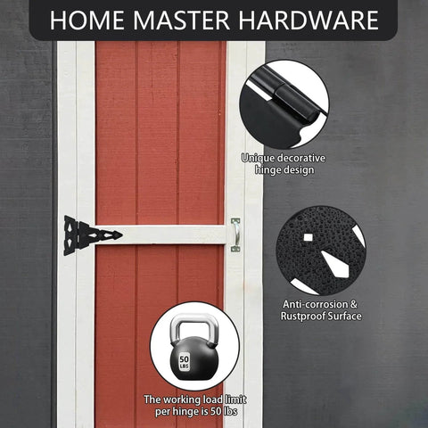 8 Inch Heavy Duty Decorative T Hinge For Sheds Gates And Barn Doors With Included Screws Black Finish 4 Pack Durable Steel Construction