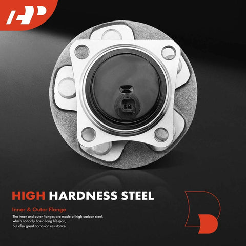 Rear Wheel Bearing And Hub Assembly With ABS And Five Lug For Toyota Corolla 2009 To 2018 Matrix 2009 To 2014 And Pontiac Vibe 2009 To 2010 Direct Fit Premium Replacement Drop In Ready Engineered For Quiet Operation And Long Lasting Durability Easy To, visible from top view