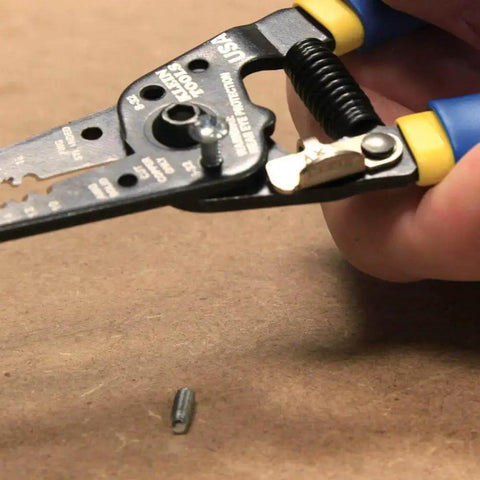 Close-up of Heavy Duty Wire Cutter And Stripper For 10-18 AWG Solid And 12-20 AWG Stranded Wire With Precision Ground Stripping Holes