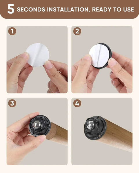Installation process of 8 Pack Self Adhesive Caster Wheels 1 Inch Low Profile Swivel Casters With Stainless Steel Anti Rust Wheels