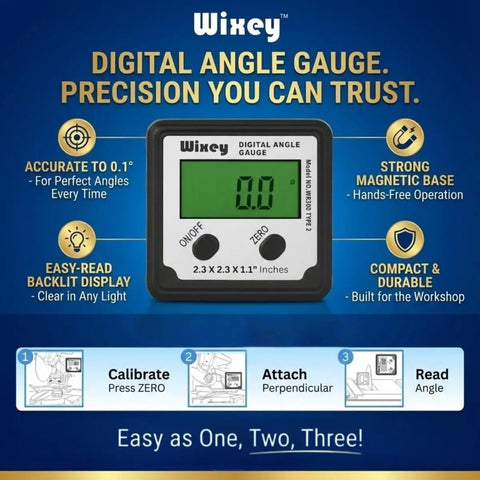 Digital Angle Gauge And Finder For Table Saw And Miter Saw With Magnetic Backlight Ultra Precise 0.1 Degree Resolution