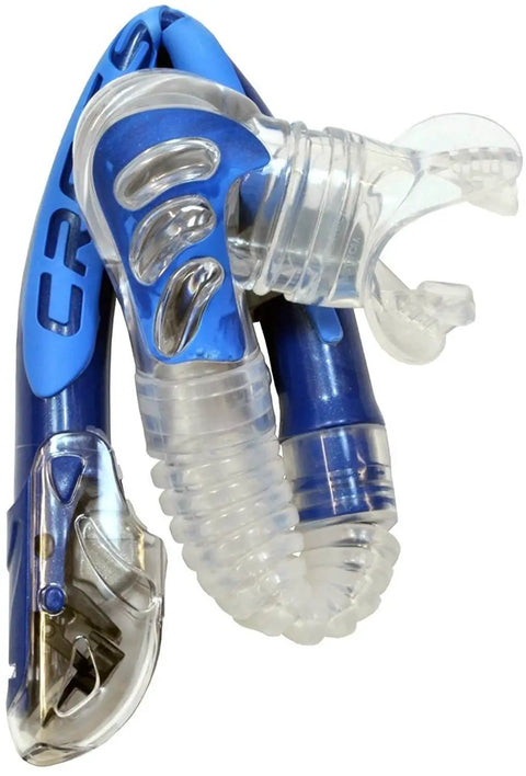 Dry Top Snorkel With Instant Float Closure No Fuss Anti Splash Snorkel Gear For Water Free Breathing Black And Blue Finish