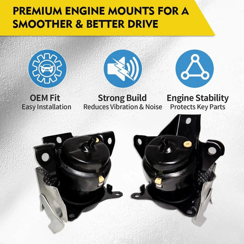 Front Left And Right Engine Mount Set For 2014 2018 Chevrolet Silverado 1500 And GMC Sierra 1500, 2015 2020 Tahoe Suburban Yukon Escalade, Bolt In OEM Replacement 84175583 84175582 Includes One Left And One Right Mount displayed in packaging.