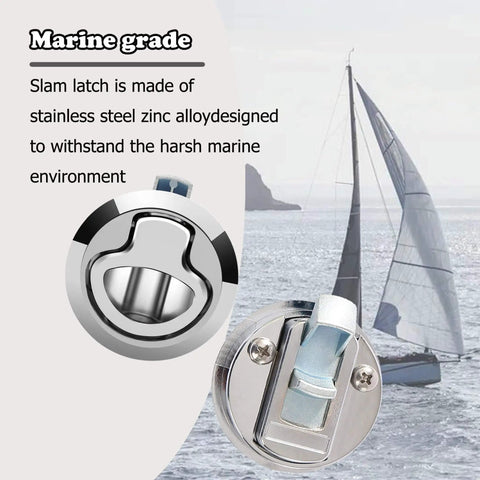 Boat Slam Latch Kit With Two Inch Lift Handle Deck Hatch Marine Grade Stainless Steel Zinc Alloy Flush Latches Pack