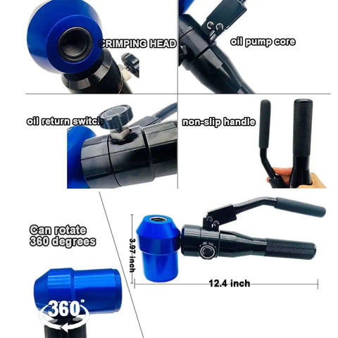 Pro Grade Heavy Duty Knockout Hole Punch Driver Kit with Six Dies, 360 Degree Rotating Electrical Conduit Hole Cutter, blue handle