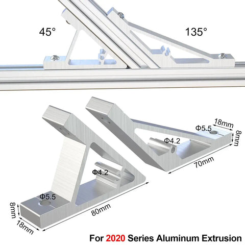 Four Piece 45 Degree And 135 Degree Corner Brackets For 2020 Aluminum Extrusion Profiles With Screws And T Slot Nuts Heavy Duty