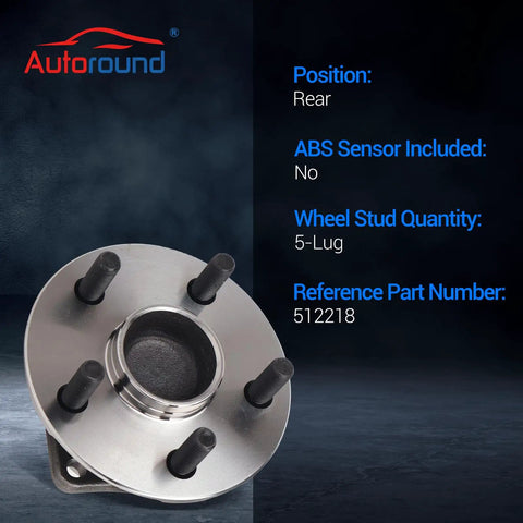 Two Pack Rear Wheel Bearing And Hub Assembly For 2003 2008 Toyota Corolla Matrix Pontiac Vibe Celica 2000 2005 5 Lug Non ABS FWD Direct Fit Replacement Beefed Up Ride Quality visible from top angle