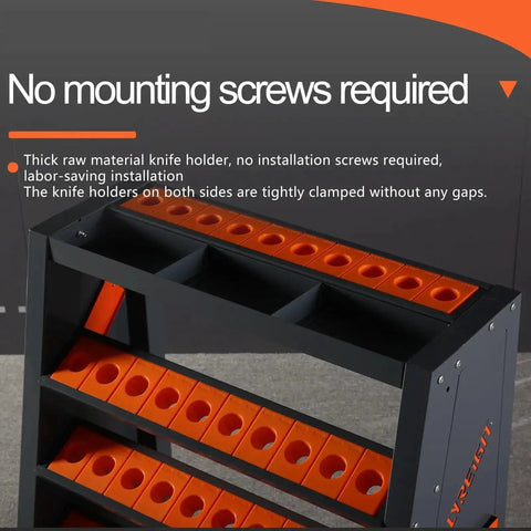 4 Tier CNC Tool Rack With 40 Taper Holder And 70 Capacity CNC Tool Cart Storage Cabinet, showing no mounting screws required