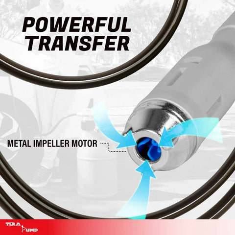 Close-up of metal impeller motor on Battery Powered Fuel Transfer Pump With Overfill Protection 2.5 GPM 4.27 Ft Hose