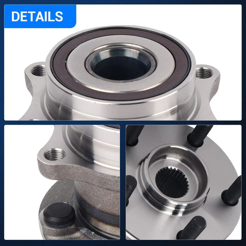 Rear Wheel Bearing And Hub Assembly Drop In Ready 5 Lug With ABS For Subaru Forester Impreza Crosstrek Legacy Outback WRX STI BRZ Toyota 86 Scion FR S 2008 Through 2021 Pair, close-up view
