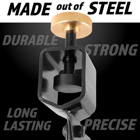 Versatile Multi Grind Lathe Tool Sharpening Jig With Setup Blocks For Bowl Gouges And Chisels made of steel, close-up view.