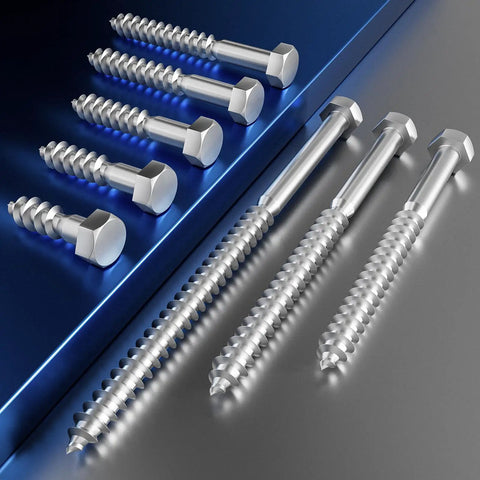 Heavy Duty Stainless Steel Lag Screws Set for Wood Half Inch by Five Inch Hex Head Bolts Ten Pack 304 Stainless 18 8 Rust Resistant