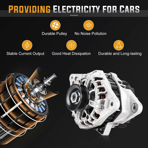 3 Pin 2L Alternator Replacement For Hyundai Elantra 2007 2012 Elantra Touring GLS SE 2011 2012 Kia Soul 2010 2011 Spectra 2007 2008 2009 Spectra5 SX 2007 2008 2009 Durable Reliable Replacement With Simple Plug And Play 3 Pin Connector featuring durable pulley and stable output.