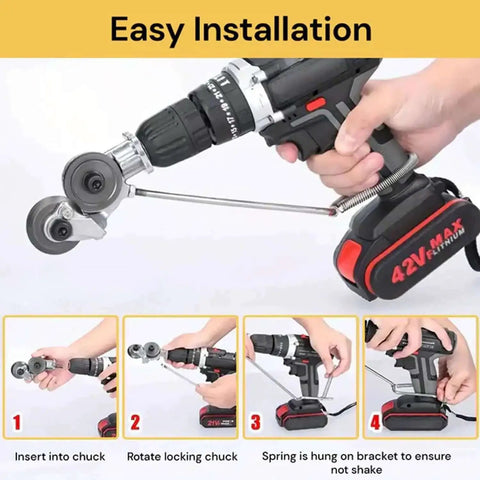 Electric Drill Plate Cutter Nibbler Attachment For Effortless DIY Friendly Cutting demonstration of installation steps