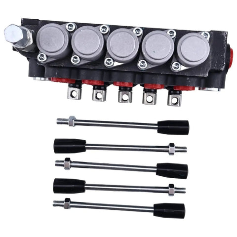 Top view of Five Spool Open Center Hydraulic Directional Valve 13 GPM 3600 PSI Double Acting With Spring Center Neutral For Tractors