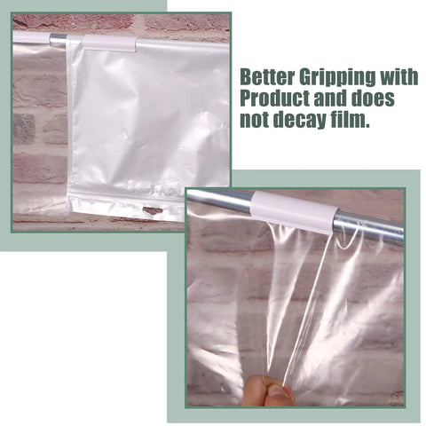 Jetec 32-pack white PVC pipe clips for 1/2 inch pipes, used to secure pool covers and greenhouse films.