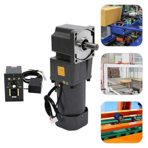 200W 110V AC Gear Motor With 36Nm Reduction Gearbox, Governor And Reversing Function, installed in industrial machinery