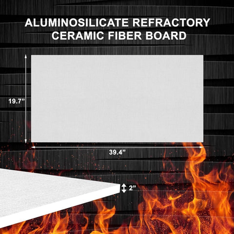 SIMOND STORE ceramic fiber insulation board, white, 2 in thick, 19.7 x 39.4 in, fireproof panel