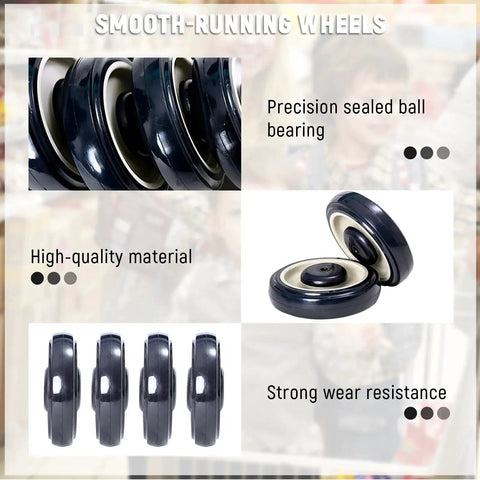 Shopping Cart Wheels Replacement Set 5 Inch TPU Casters For Retail Stores And Supermarkets, non-marking wheels close-up