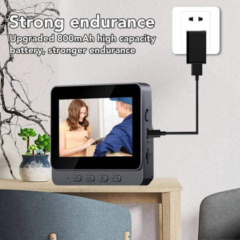 Video Intercom System With 8MP HD Doorbell Camera And 4.3 Inch Monitor, 170 Degree Wide Angle View, charging on desk