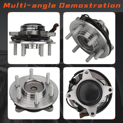 Front Wheel Bearing And Hub Assembly For 2018 2019 2020 Ford F150 Expedition And Lincoln Navigator RWD 6 Lug Low Runout ABS Sensor Compatible 2WD Premium Quality Tested shown in multiple angles