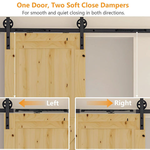 4-Piece No-Drill Soft Close Barn Door Hardware Kit For 70 To 160 Lb Sliding Doors, Quiet Hidden Track System details.