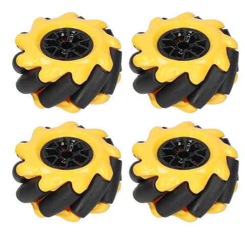 Mecanum Wheel 60mm For Smart Robot Car Parts Omnidirectional Wheel Kit Set Of 2, High Torque, yellow and black design, top view