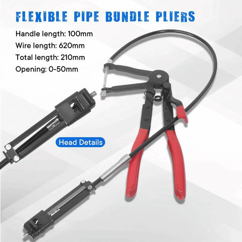 4 Piece Long Reach Hose Clamp Pliers Tool Set With Premium Hard Case For Automotive Radiator Hose Clamp Remover Flexible Wire Pliers Designed For Coolant Heater And Water Hose Maintenance And Repairs, showing red-handled flexible wire pliers.