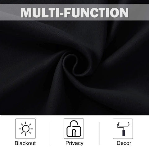 Close-up of RV Blackout Window Curtains Set Two Panels 29 Inch Wide fabric showing multi-function benefits like privacy and decor.