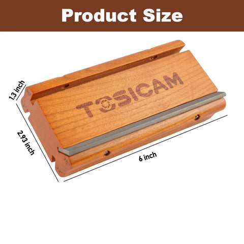 Wooden Guitar Fret Bevel File 4 In 1 with bevel angles for fret sprout removal, deburring, crowning, and rounding, size dimensions shown