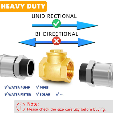 Brass 3/4 in NPT horizontal swing check valve with threaded ends for backflow prevention