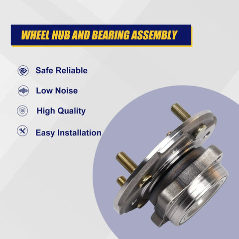 Front wheel bearing and hub assembly for 1997 Acura CL and 1990 to 1997 Honda Accord 4 lug bolts without ABS side view