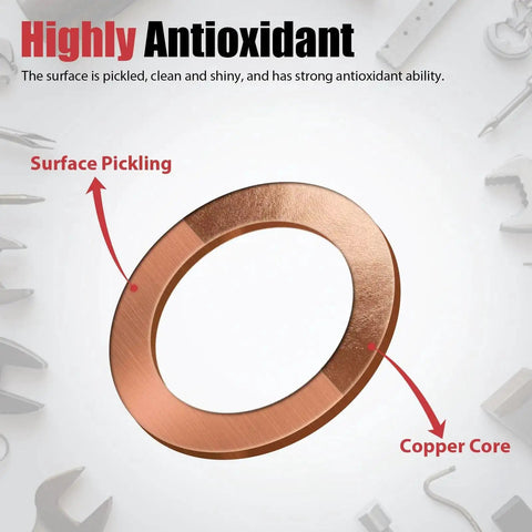 Must Have Pro Grade Copper Washer Set 360 Pcs With 10 Metric Sizes M5 M6 M8 M10 M12 M14 Flat Sealing Washers - antioxidant features