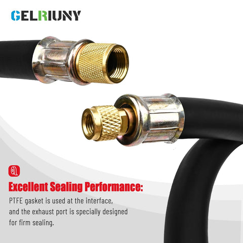 HVAC vacuum hose with 1/2in to 1/4in flare fittings, black 6-ft, high-flow