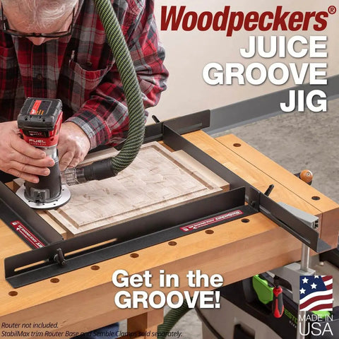 Juice Groove Router Jig For Cutting Boards, Adjustable Rails That Create Clean Juice Grooves On Boards, Made In USA