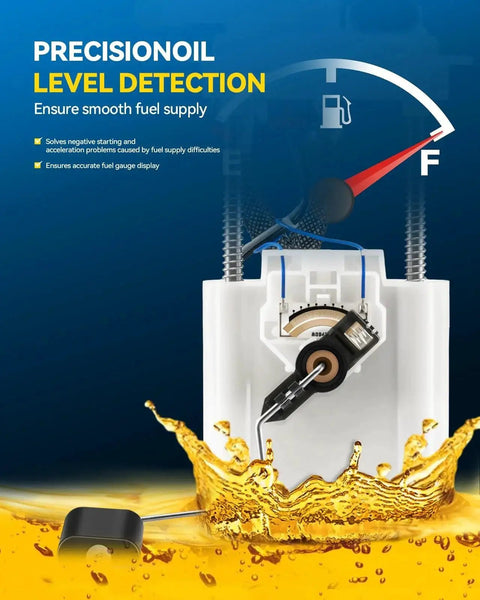 Electric Fuel Pump Assembly Direct Fit Drop-In Replacement For Nissan Titan Armada QX56 Pathfinder 5.6L 2004-2015 showing precision oil level detection feature.