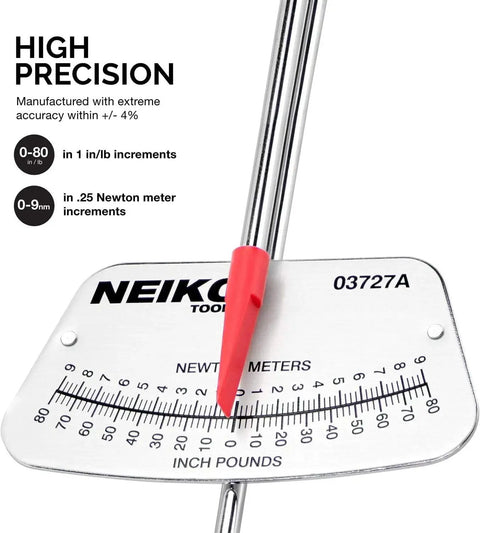 1/4-Inch-Drive Beam Torque Wrench With Dual SAE And Metric Readings for Bicycle and Automotive Use scale close-up