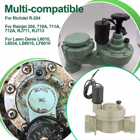 Valve diaphragm assembly for irrigation valves, green and beige units with Richdel R-204 plate.