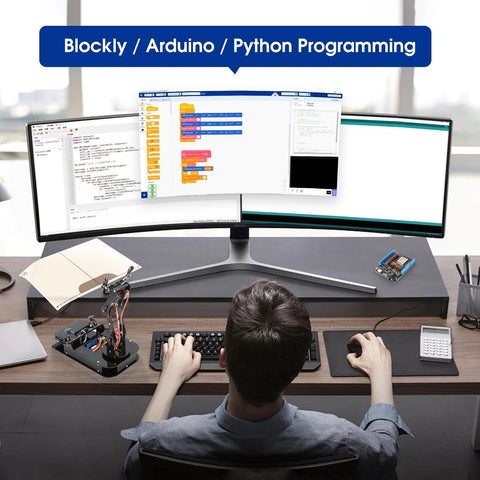 ACEBOTT 4-DOF ESP32 Robotic Arm Kit, Arduino-compatible STEM toy with app control